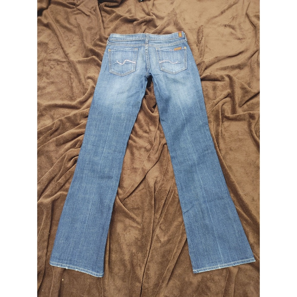 7 For All Mankind Pink Rhinestone Bootcut Jeans - Picture 5 of 7